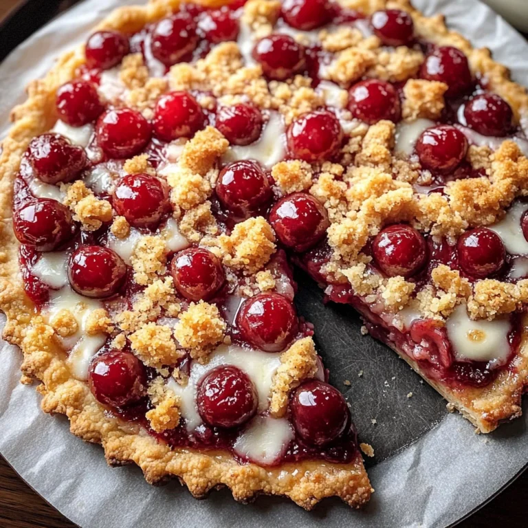 Cherry Dessert Pizza with Cherry Pie Filling and Crumble Topping Recipe
