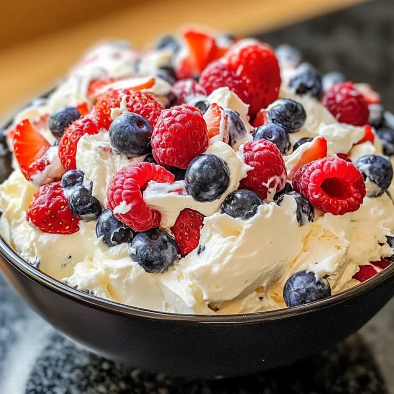 Easy Red White and Blue Cheesecake Salad
