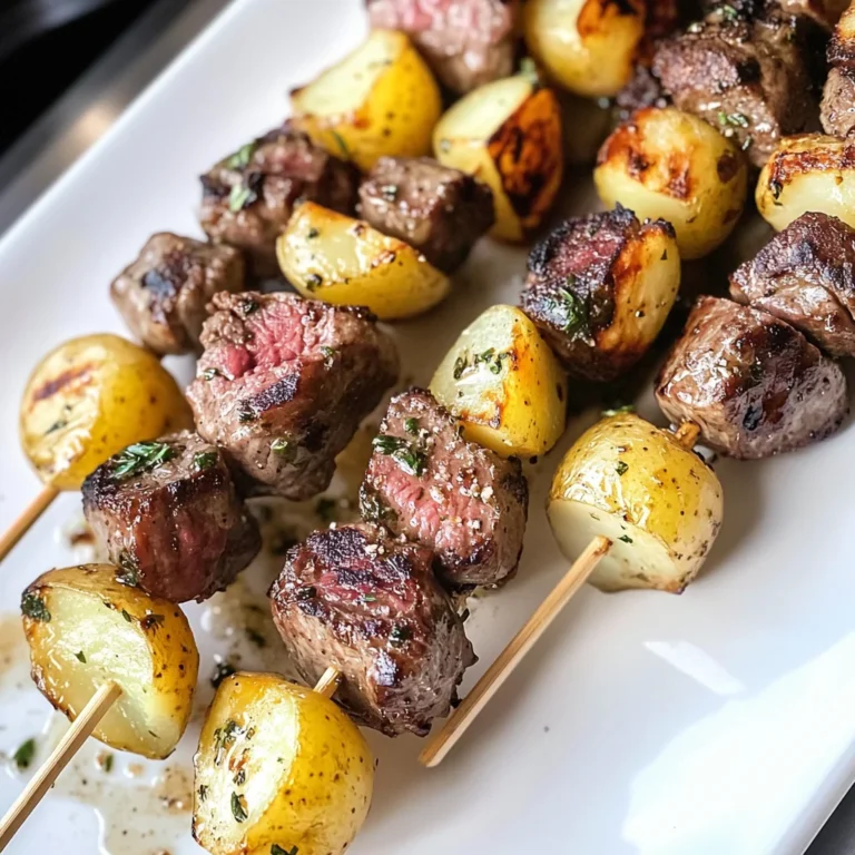 Garlic Butter Steak Bites on Skewers