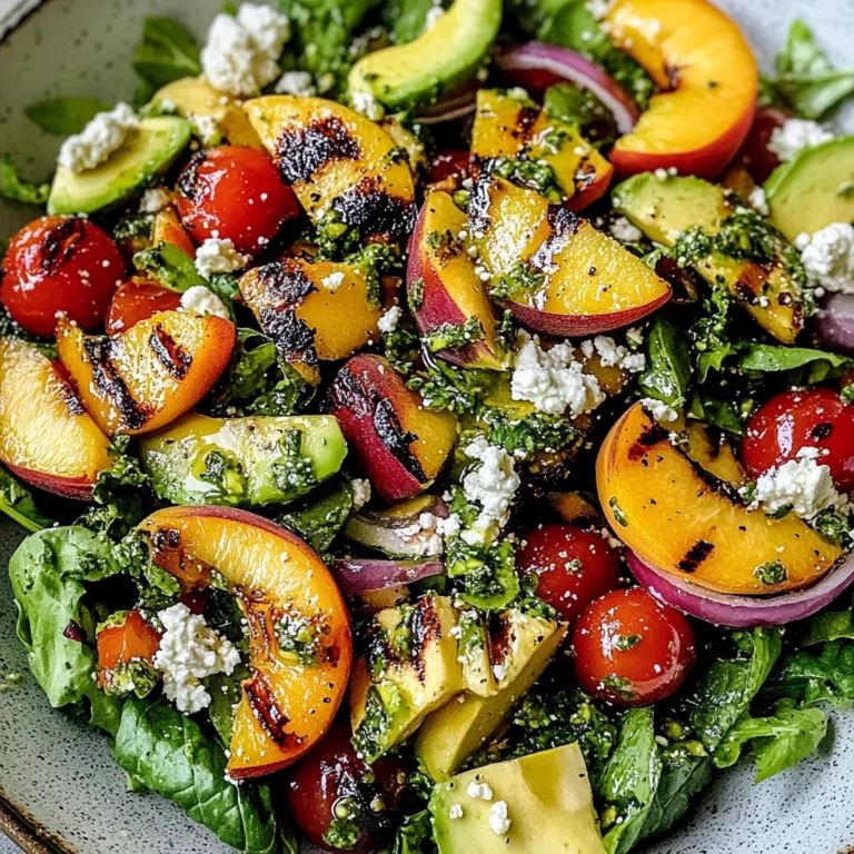 Grilled Peach Salad with Basil Vinaigrette