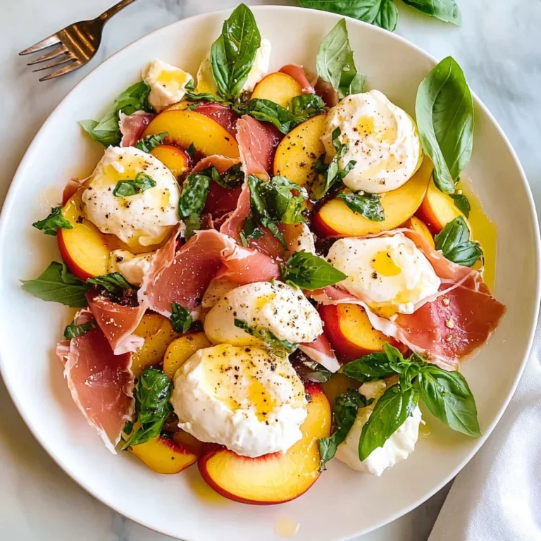 Peach Burrata Salad with Cchicken hampagne Vinaigrette