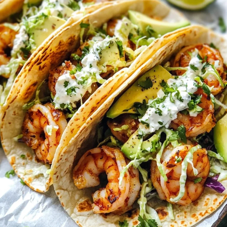 Spicy Shrimp Tacos with Garlic Cilantro Lime Slaw