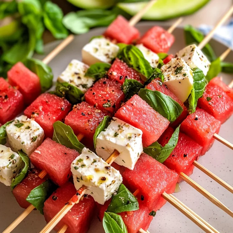 Watermelon Skewers With Feta, Mint, & Basil