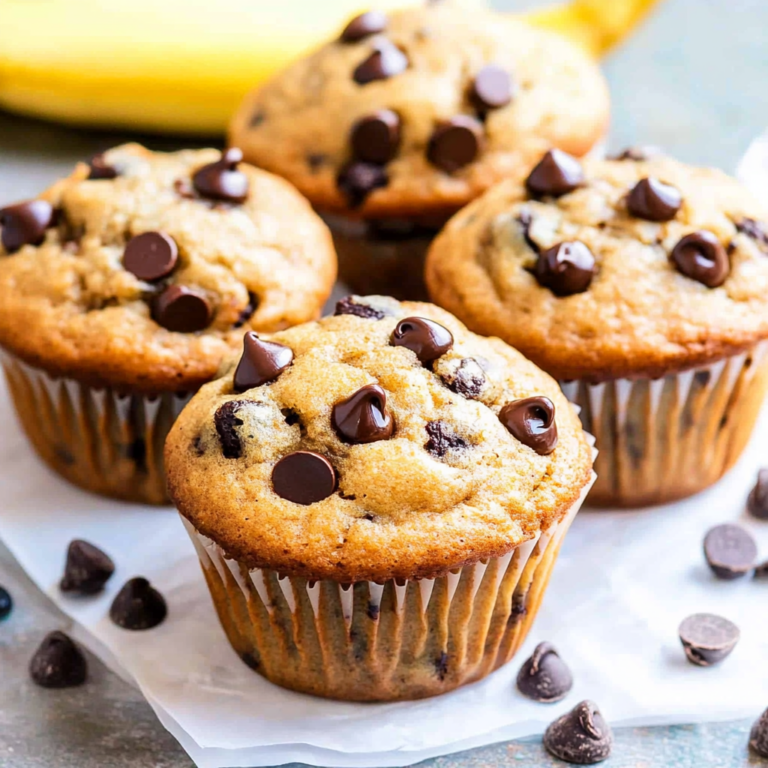 Healthy Banana Chocolate Chip Muffins
