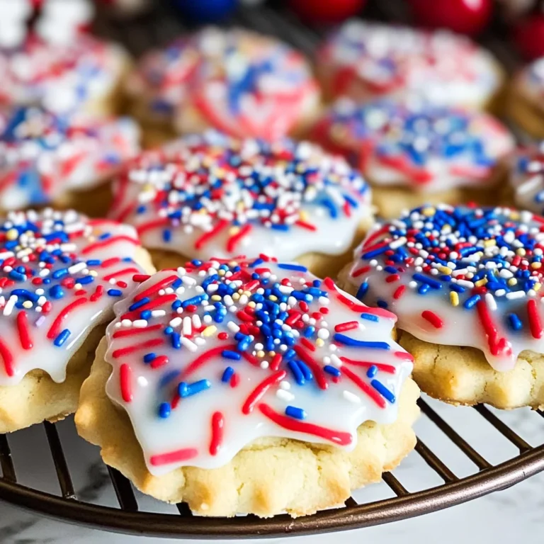 Red White and Blue Glazed Shortbread Cookies